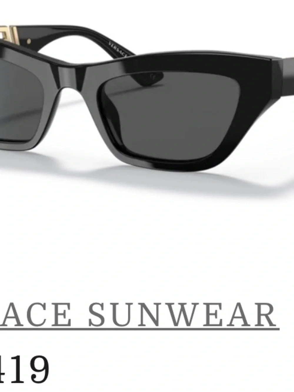 Versace Black Cat-Eye Sunglasses with Dark Lenses